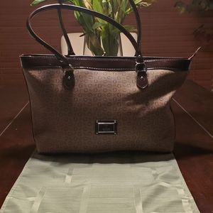 Brown with Burgundy  Trim Guess Bag